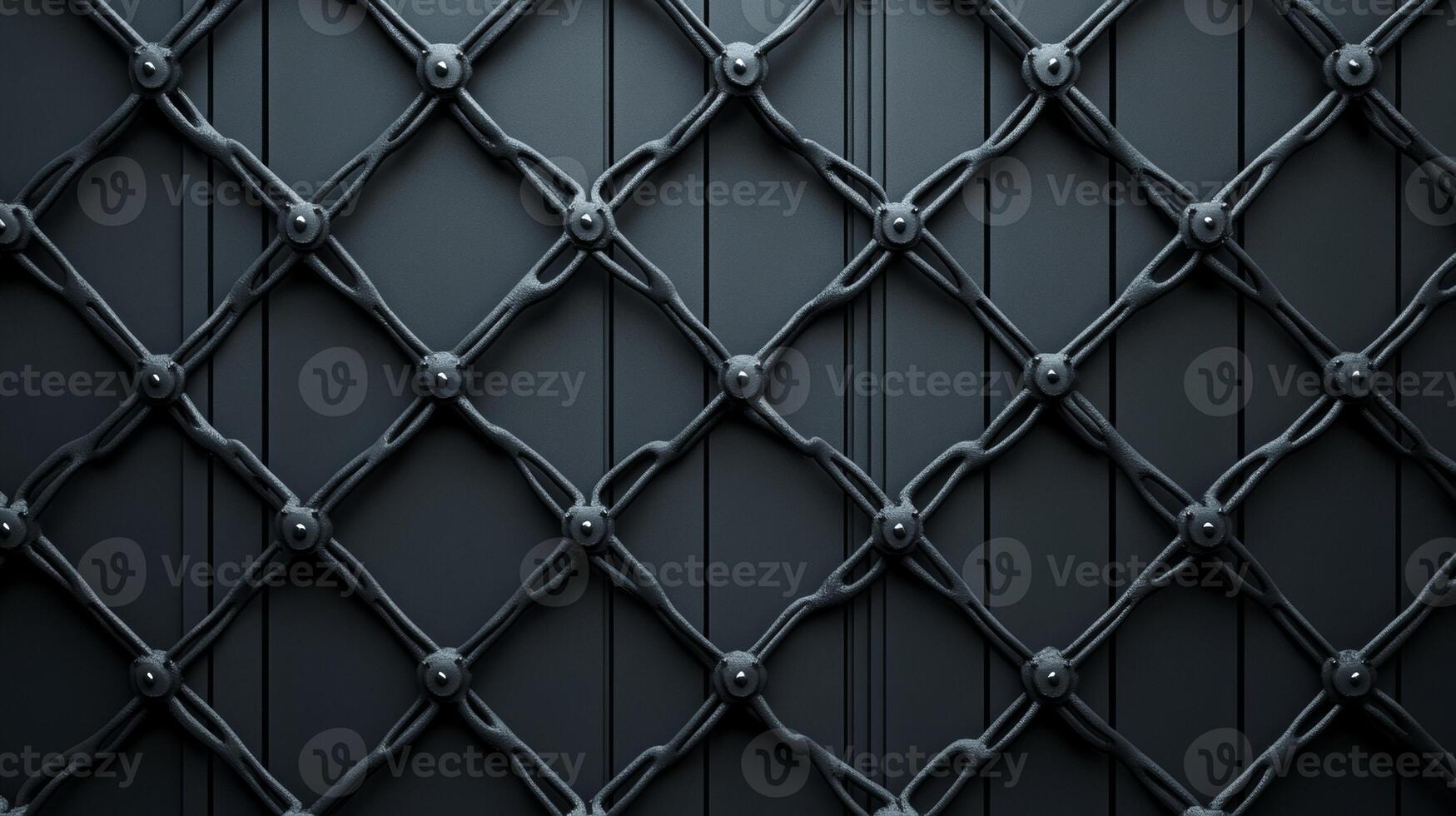 Dark metal grid creating a diamond pattern on a textured surface photo