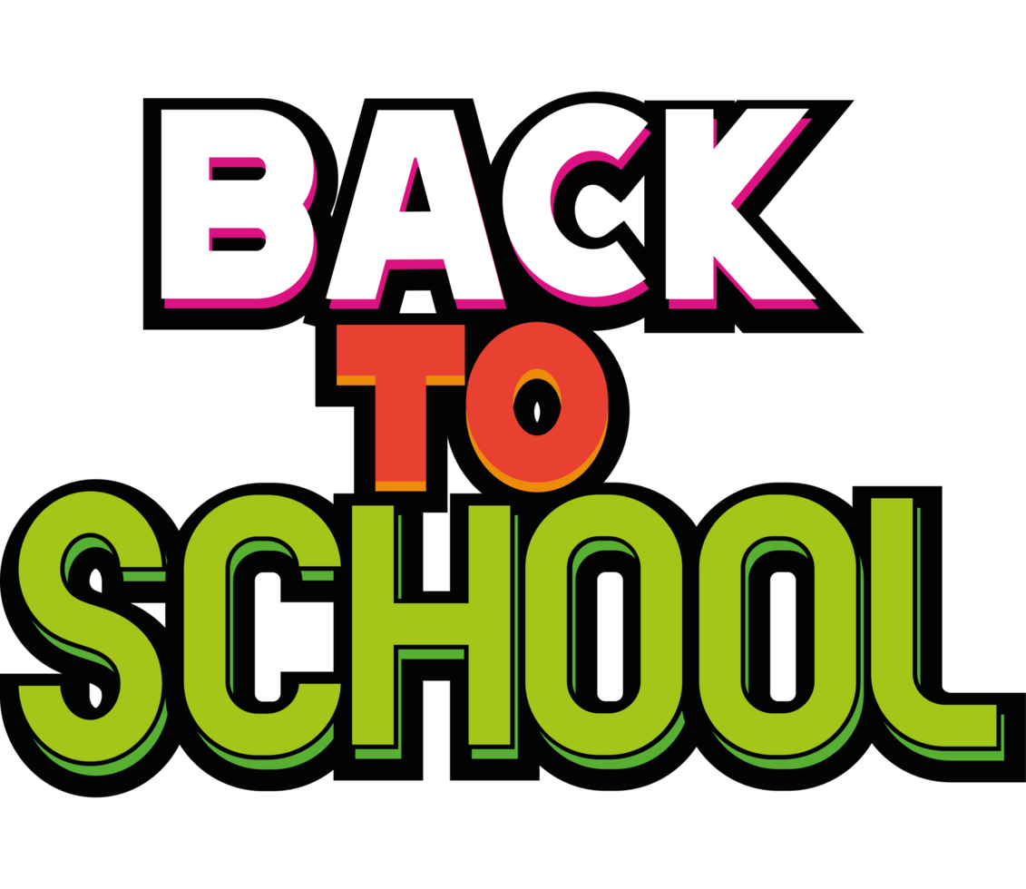Back to school logo with colorful letters icon illustration isolated png