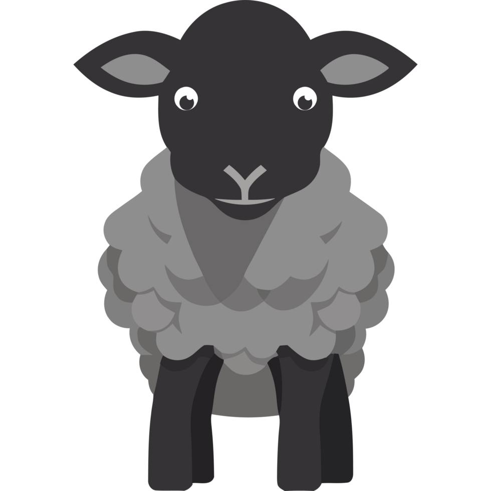 Sheep with white eyes and a black face illustration icon isolated png
