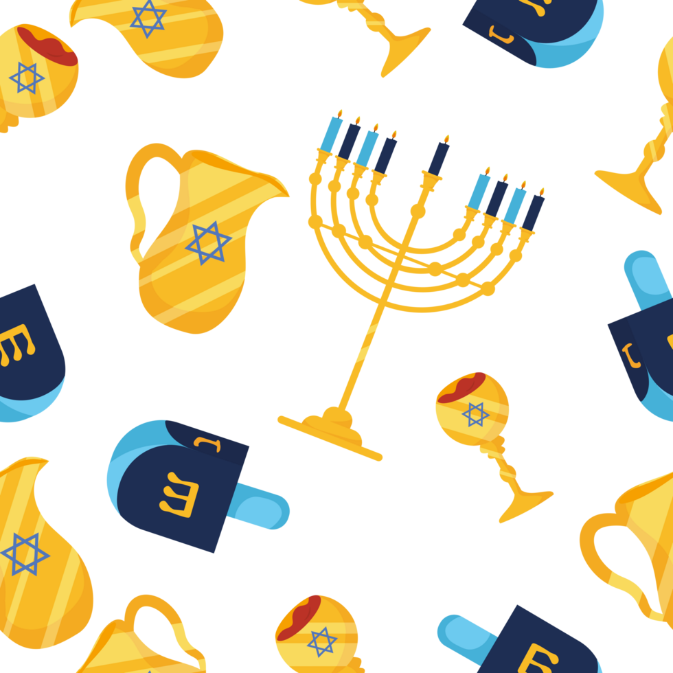 hanukkah background of dreidels and menorah icon isolated png