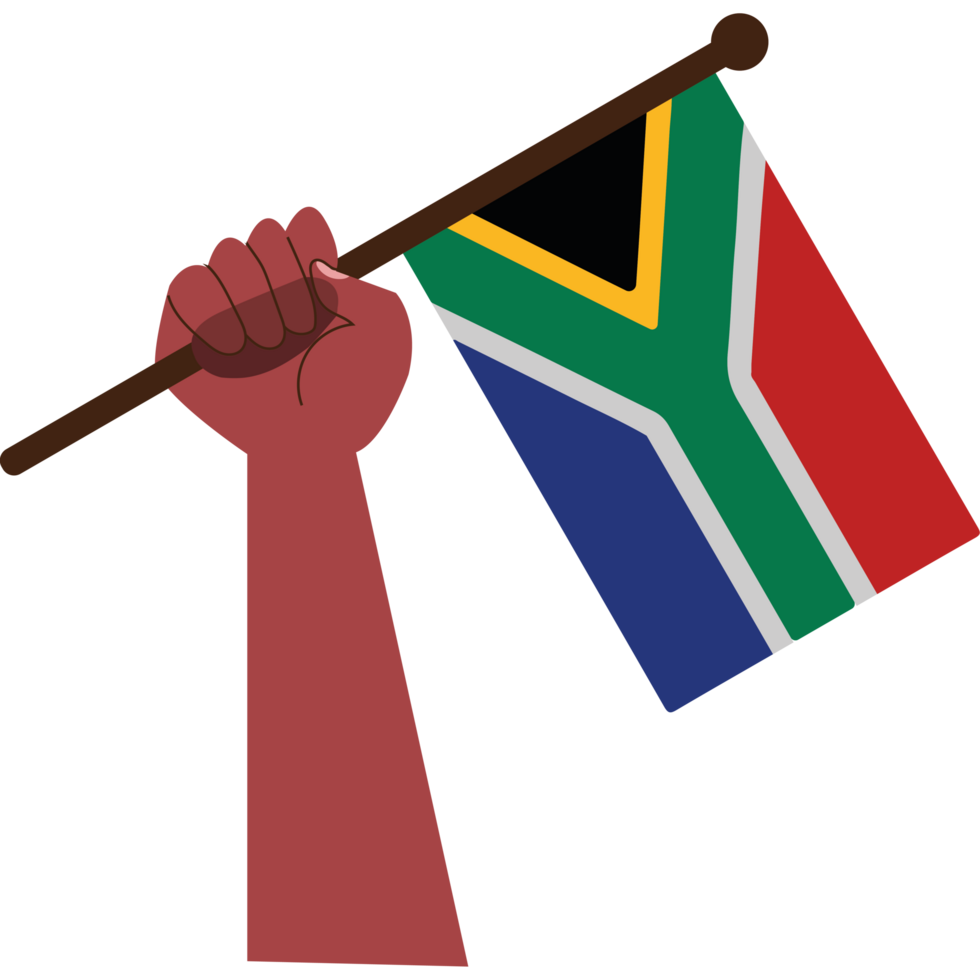 hand hold South african flag icon illustration png