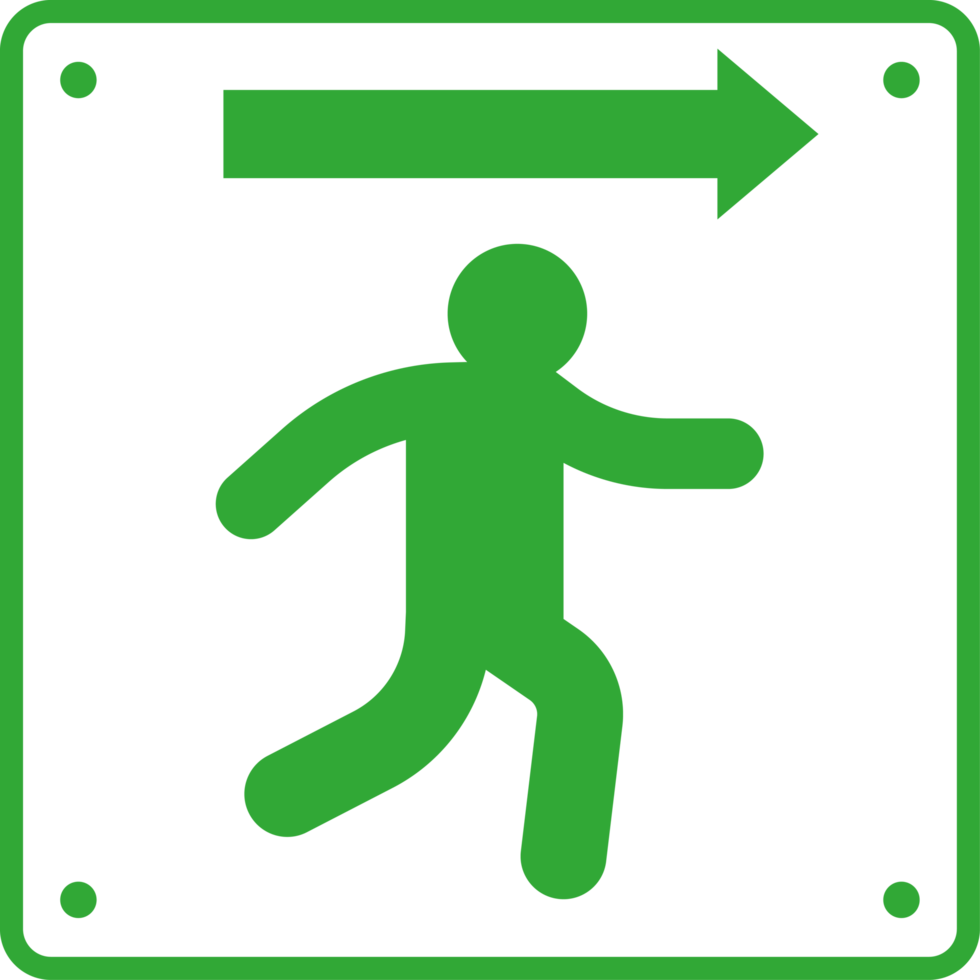 Emergency exit door sign icon isolated png