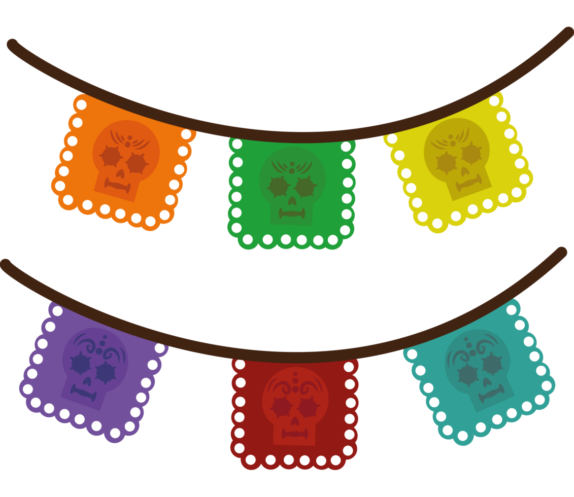 Colorful Day of the dead flags icon isolated png