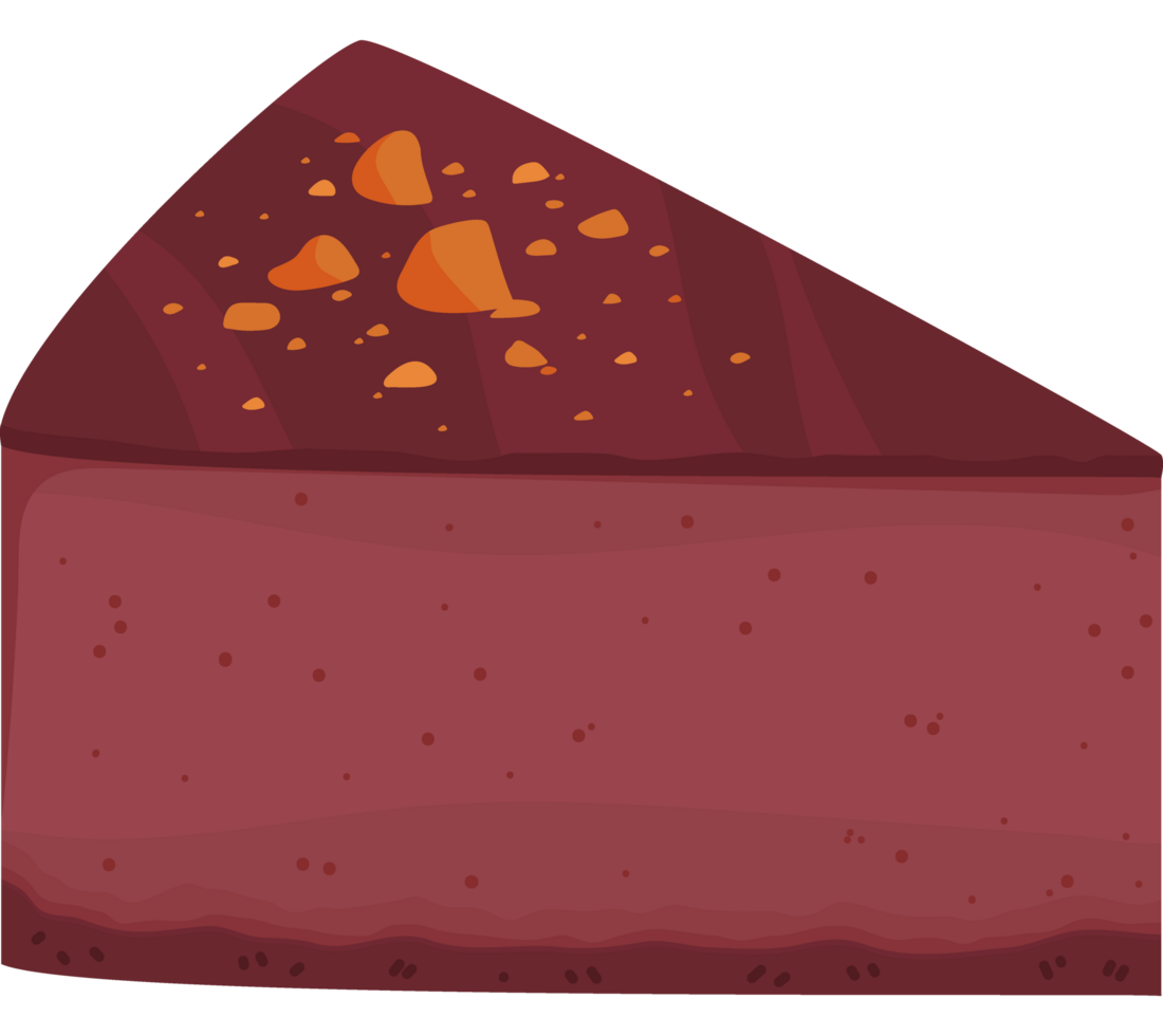 Slice of cake with orange and brown icing icon isolated png