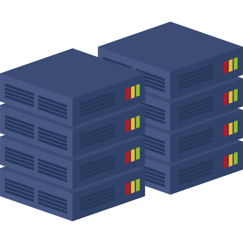 Stack of servers with indicator lights icon isolated png