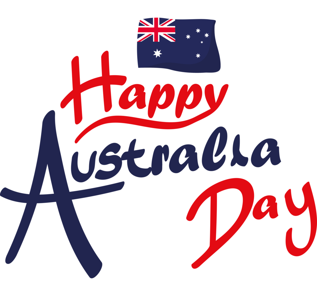 Happy australia day text icon isolated png