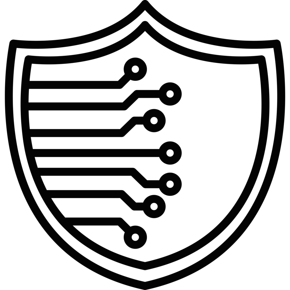 Shield with a circuit board inside icon isolated png