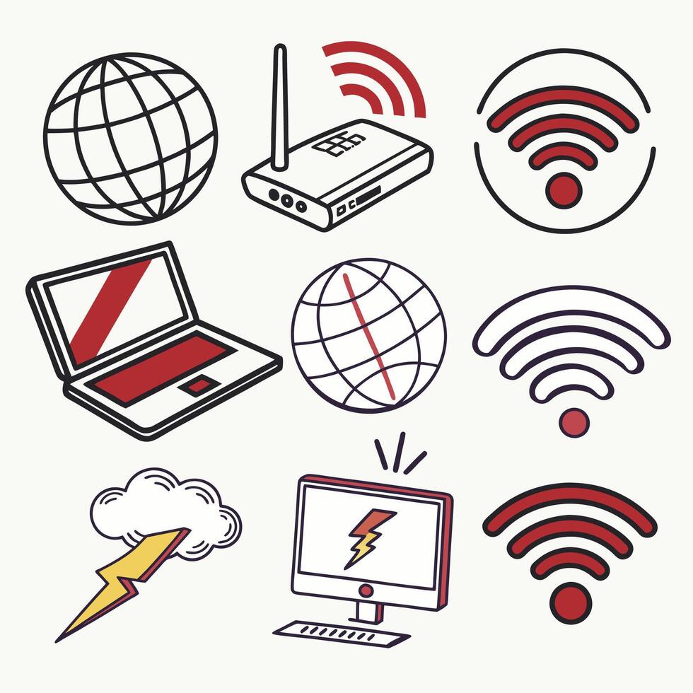 Set of network icon vector