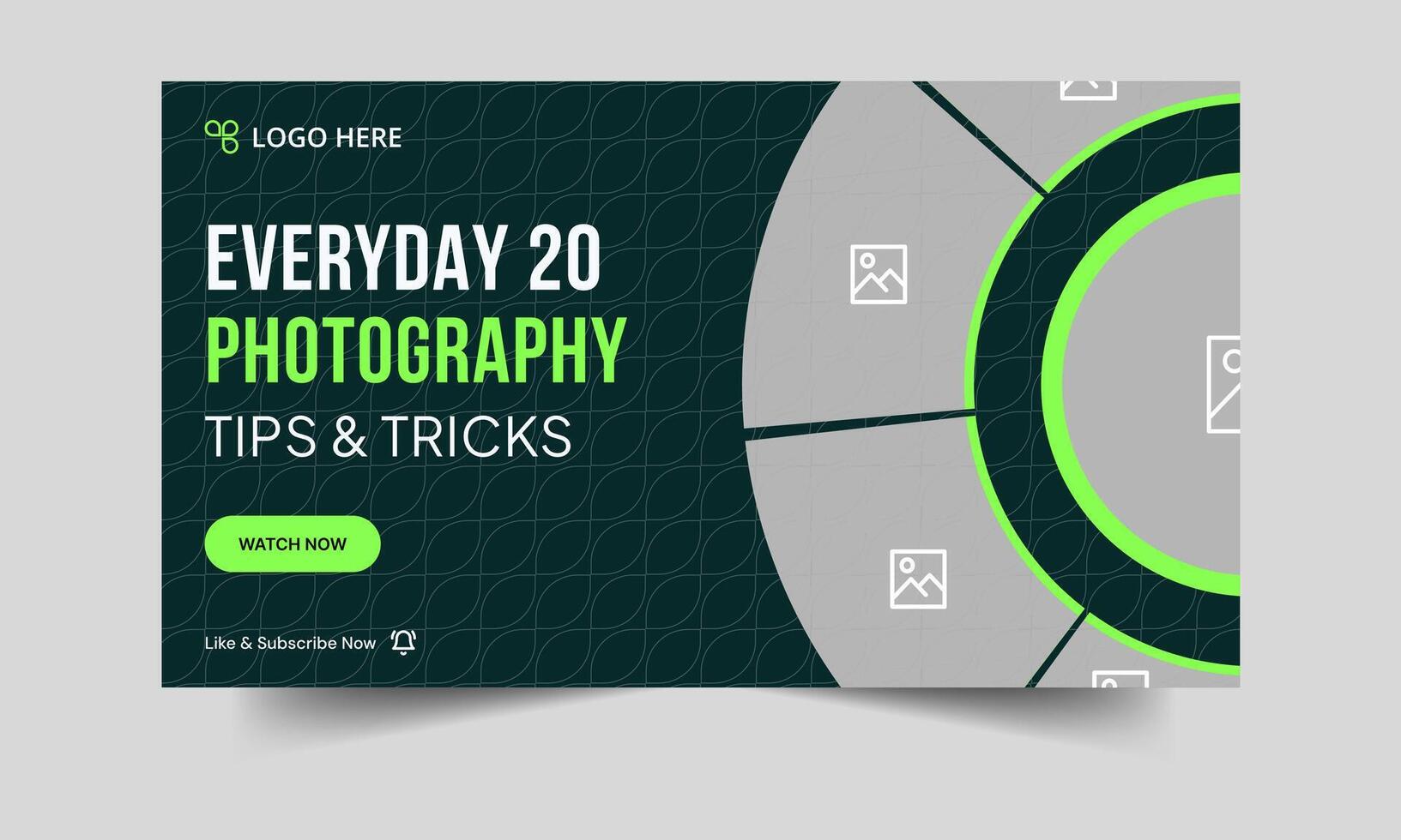 Fully customizable photo shoot tips and tricks thumbnail banner design, photography techniques techniques cover banner design, editable eps 10 file format vector