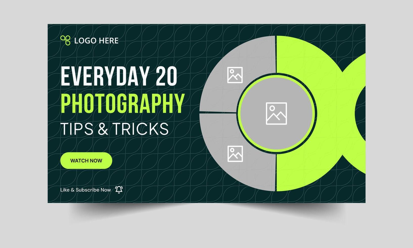 Best photography tips and tricks cover banner design, videography techniques thumbnail banner design, editable eps 10 file format vector