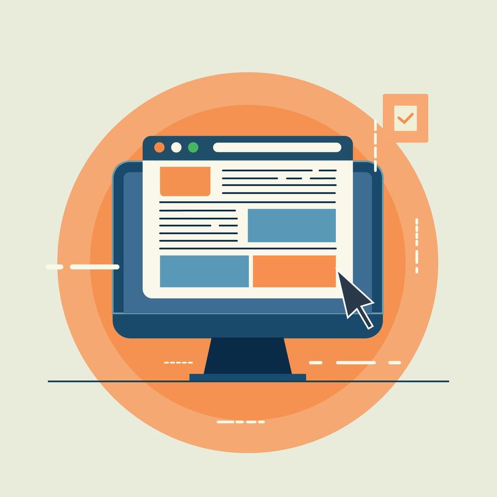 Modern Web Design Concept with Computer Screen and Cursor vector