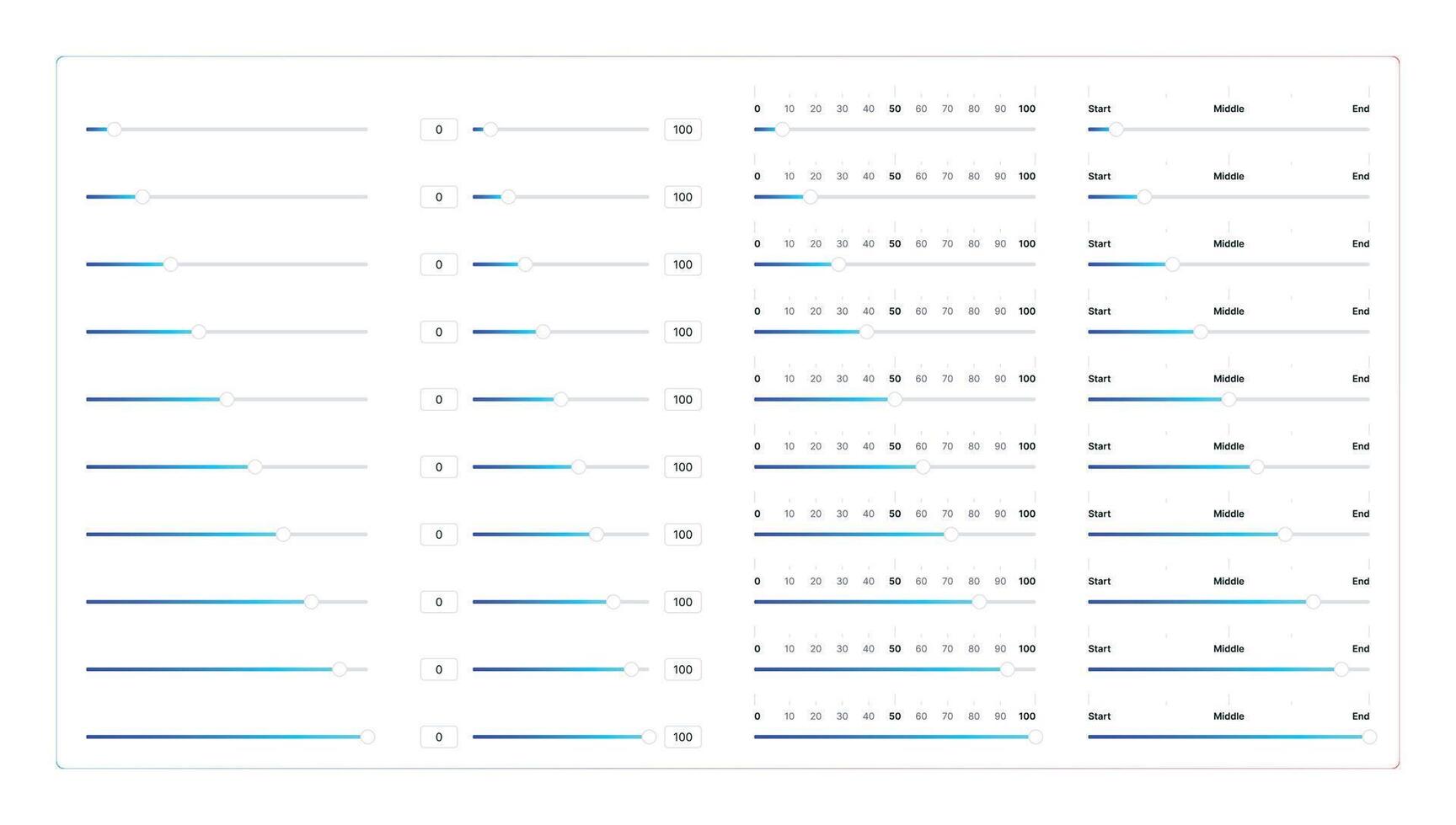Mix Sliders for Web and UI Design, interactive Progress and UI Elements vector