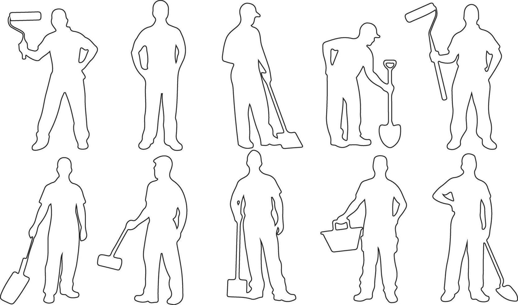 Human silhouette poses showing different postures and actions bundle vector