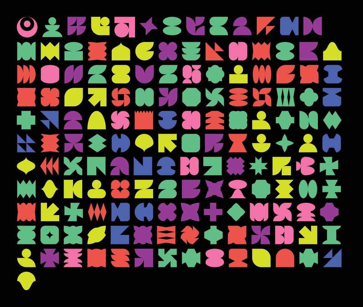 Abstract Neo Brutalism Geometric Shapes Collection in Vibrant Colors for creative Projects vector