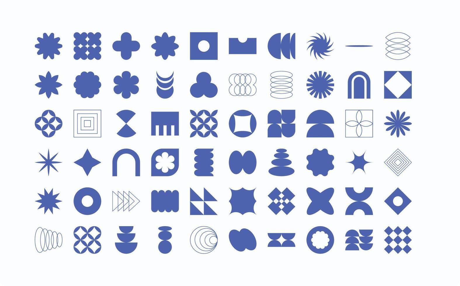 Abstract Neo Brutalism Shapes Collection in Vibrant Blue for Minimalist Design projects vector