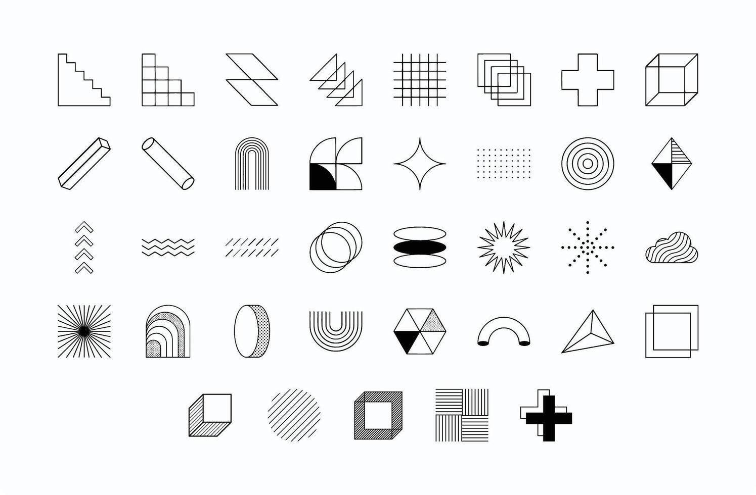 Minimal Abstract Line Memphis Elements Retro Geometric Shapes for Web Design vector