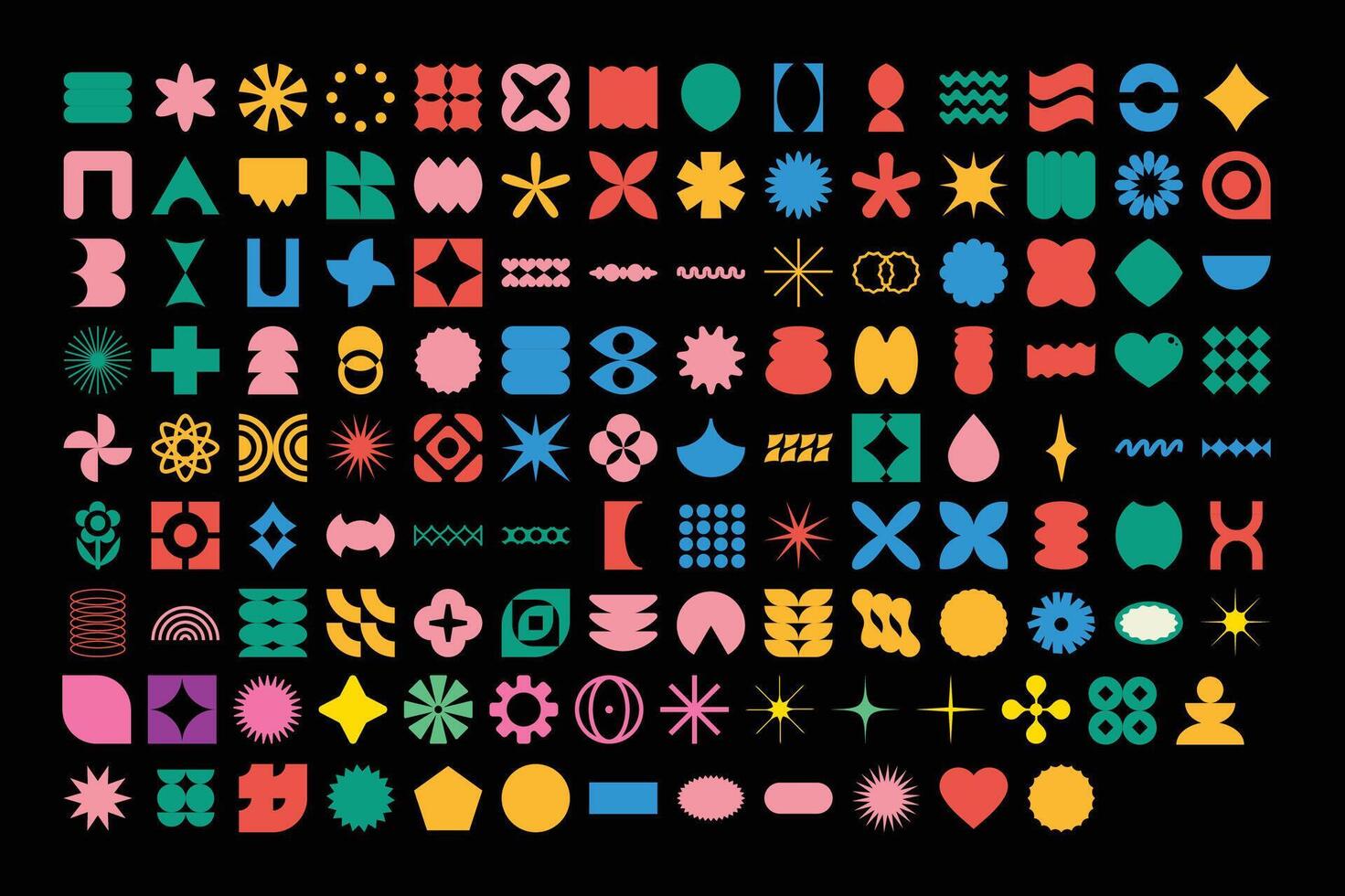 Abstract Geometric Shapes Collection in Vibrant Colors for Modern Projects vector