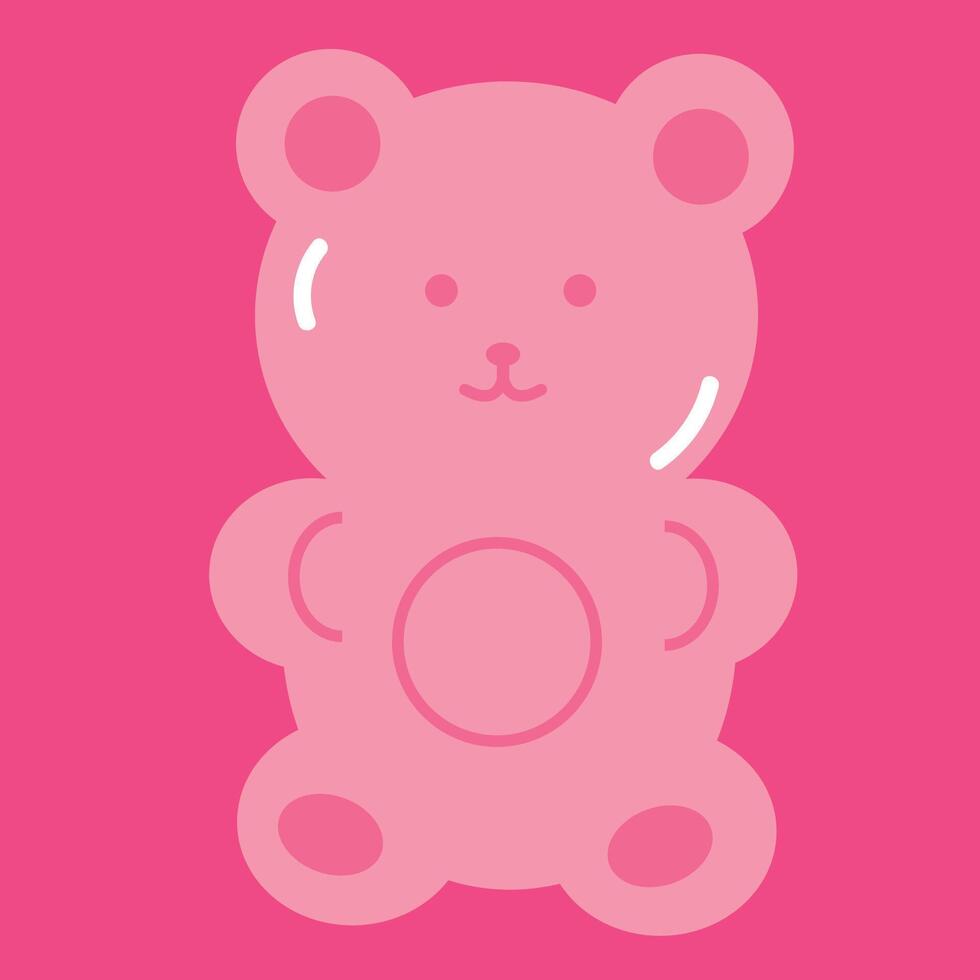 Cartoon Gummy Bears Pink Chewy Fruit Jelly Sweets Shaped Gummy Bears Jelly Bears Dessert and Confectionery Delights Junk and Sugary Food vector