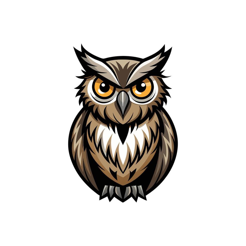 Night Guardian Majestic Owl Illustration Design On White Background vector