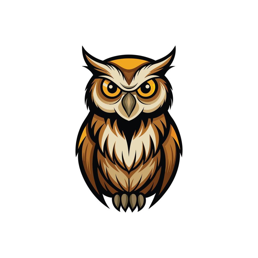 Feathered Wisdom Artistic Owl Design On White Background vector