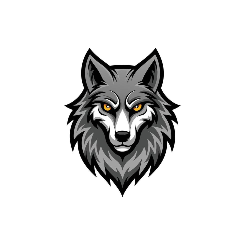 Fierce Wolf Head Illustration Design vector