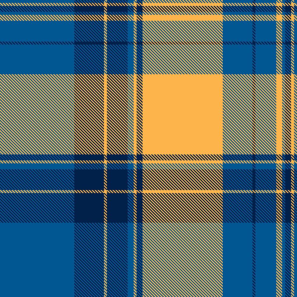 Vibrant blue, gold, and grey plaid pattern. Perfect for textile design, fashion, and website backgrounds. This seamless texture evokes warmth and style, ideal for fall or autumnal projects. vector