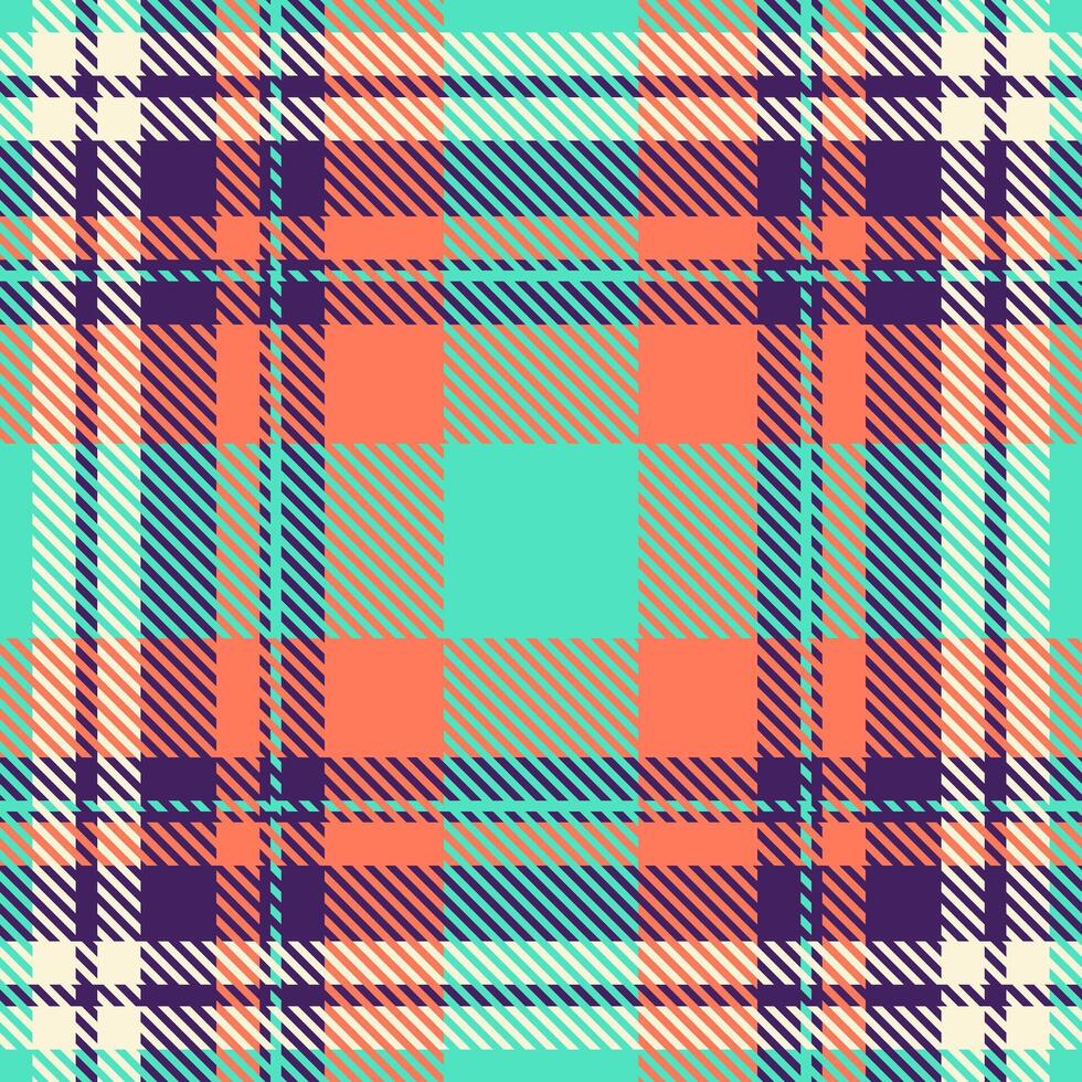 Vibrant coral, teal, and cream plaid pattern. Perfect for textile design, fashion, website backgrounds, or scrapbooking projects. This cheerful, summery design evokes feelings of warmth and energy. vector
