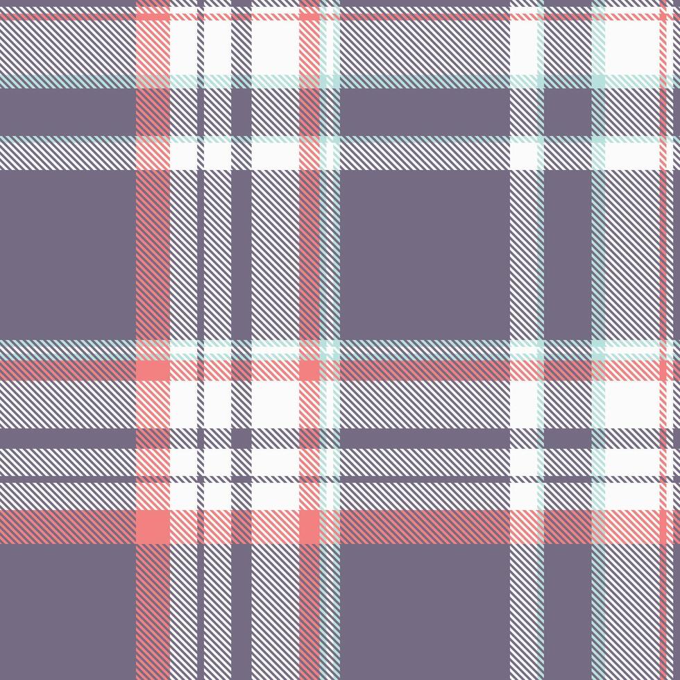 Elegant pastel plaid pattern. Soft coral, white, and muted purple hues create a calming, versatile design. Ideal for textile prints, fashion, home decor, and website backgrounds. vector
