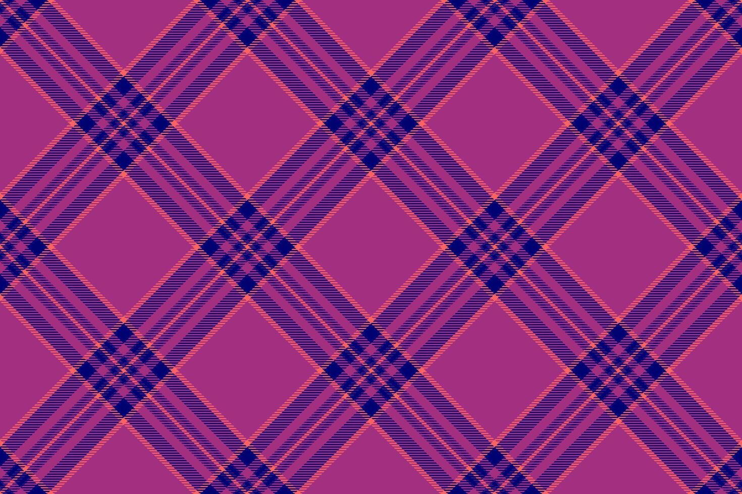 Vibrant diagonal plaid pattern in shades of purple and pink. Perfect for textile designs, fashion, and website backgrounds. vector