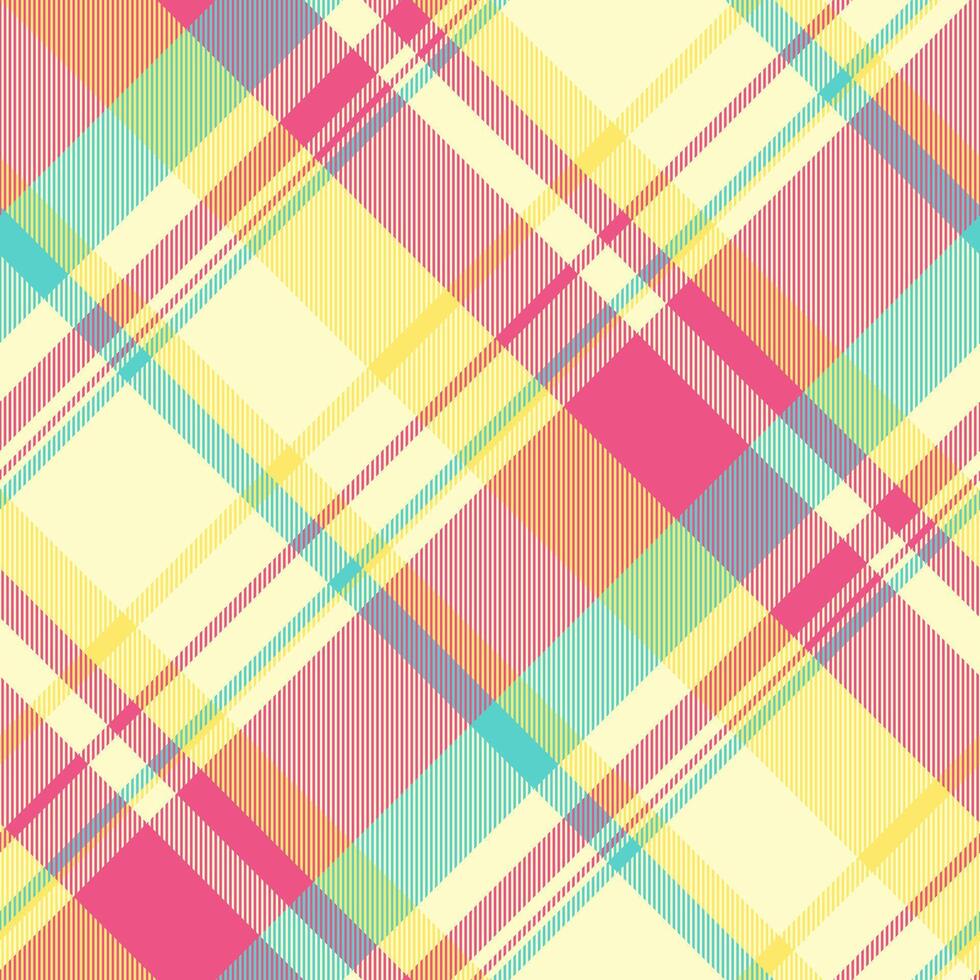 Simple textile check fabric, repeat texture tartan pattern. Deluxe background seamless plaid in lemon chiffon and red colors. vector