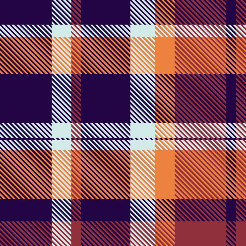 a plaid pattern in orange, purple and blue vector