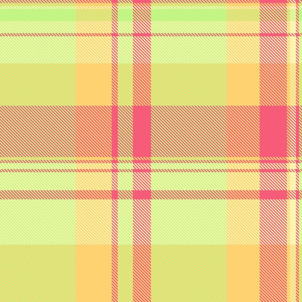 a plaid fabric with yellow, pink and green colors vector