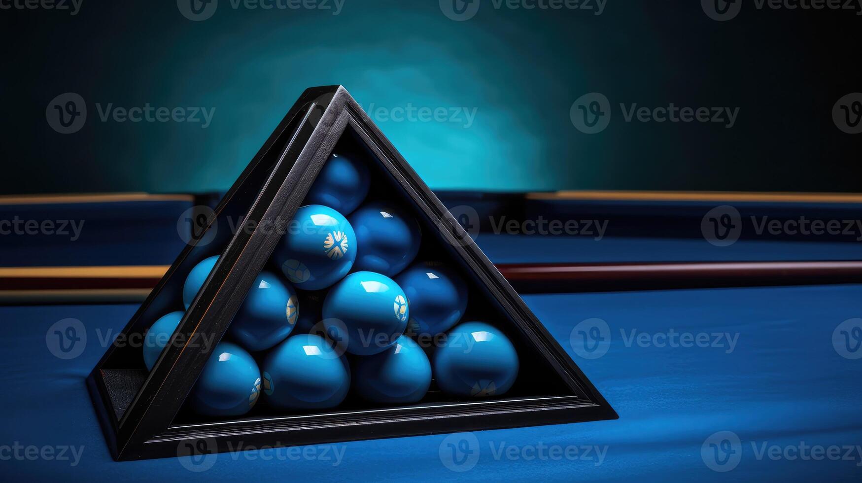 balls blue felt pool table photo