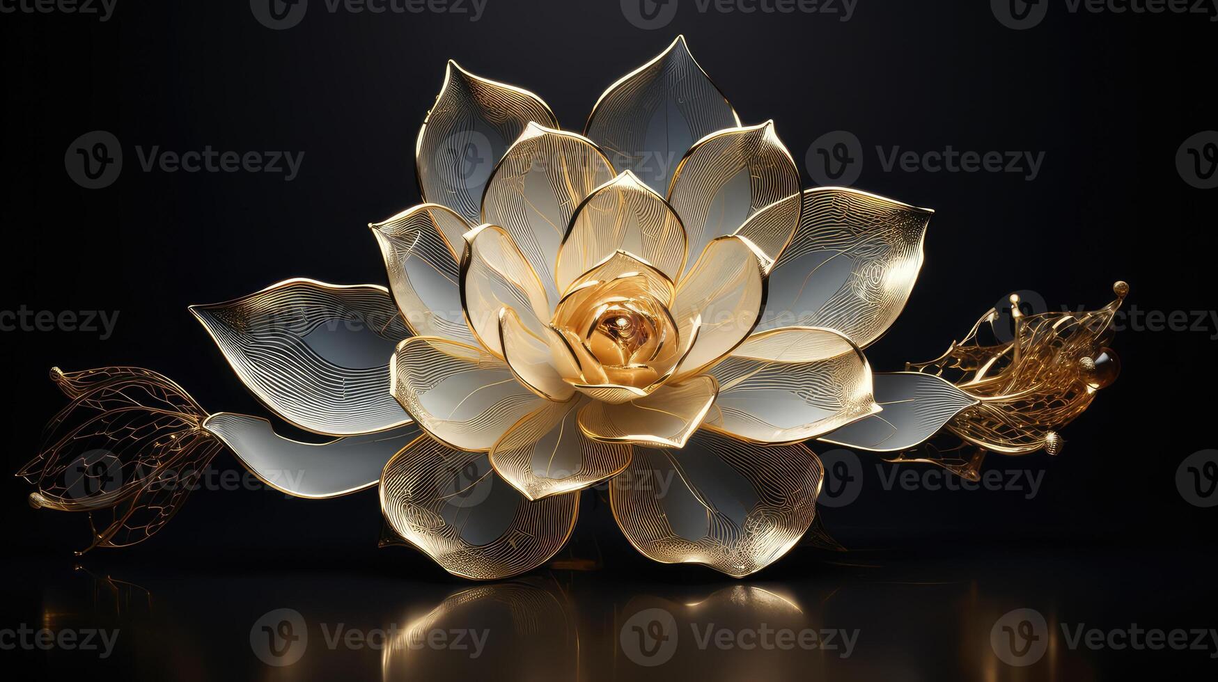 flower gold outline photo