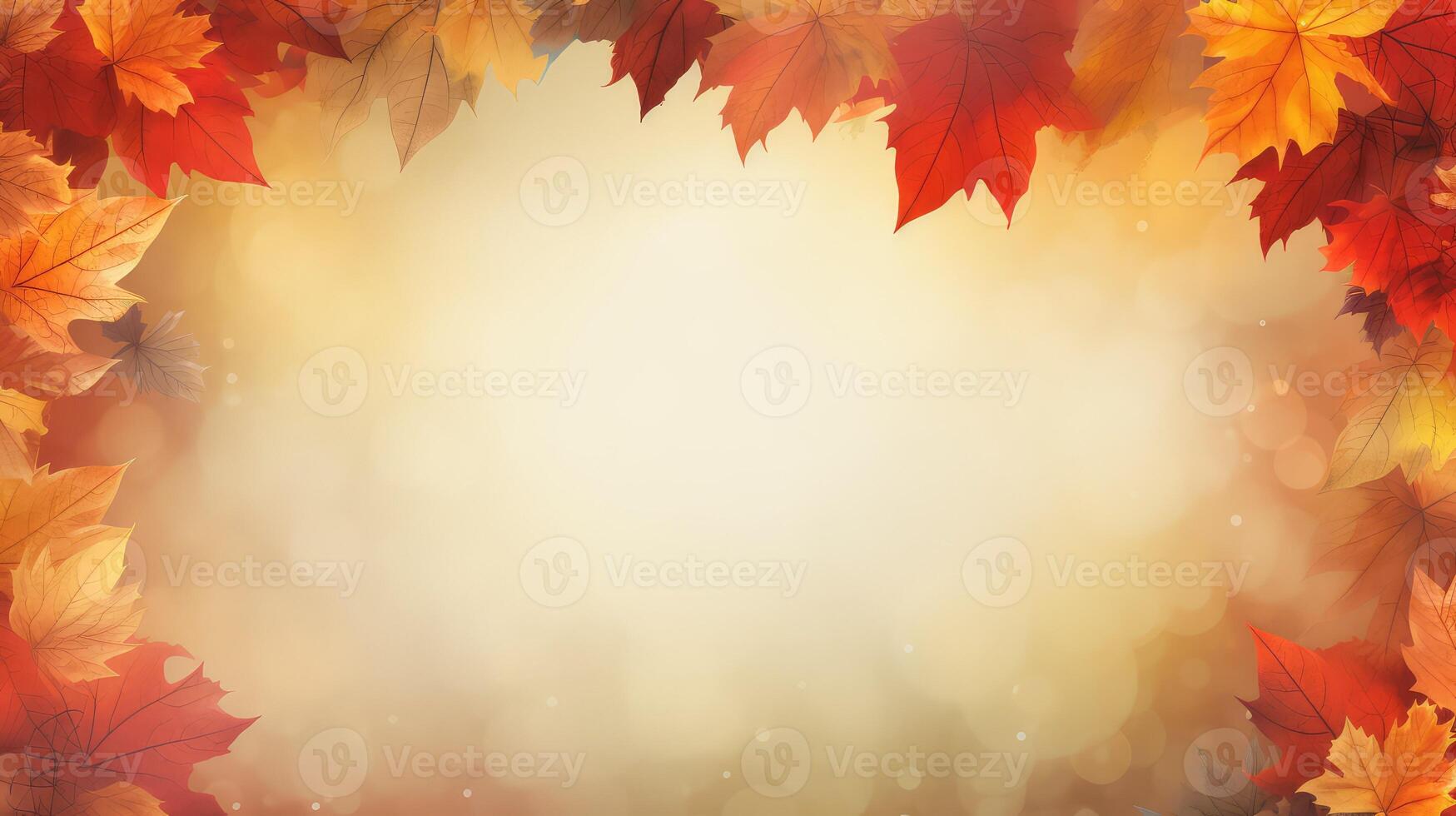 yellow autumn banner with leaves and scroll photo