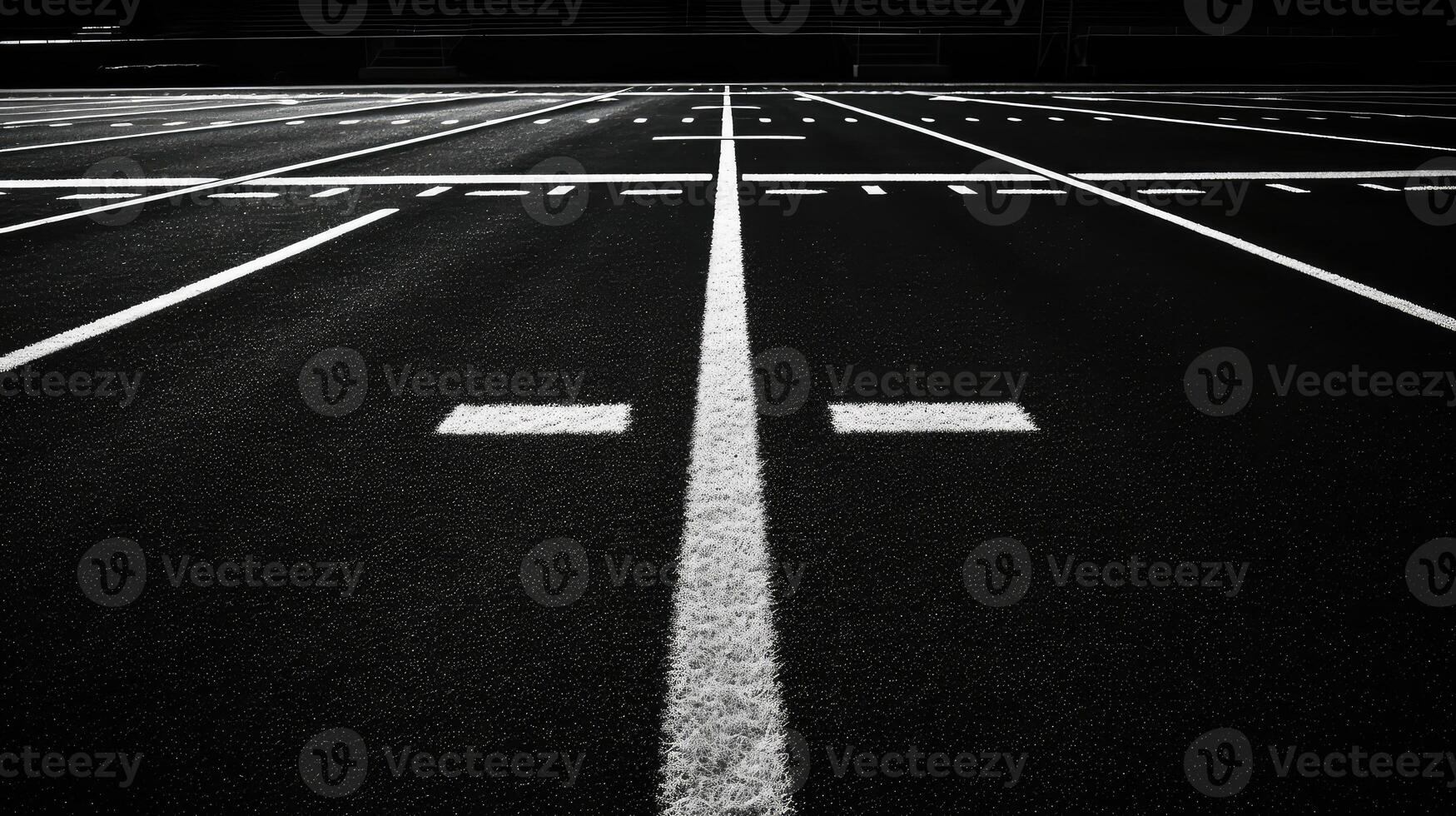 contrast black and white football field photo