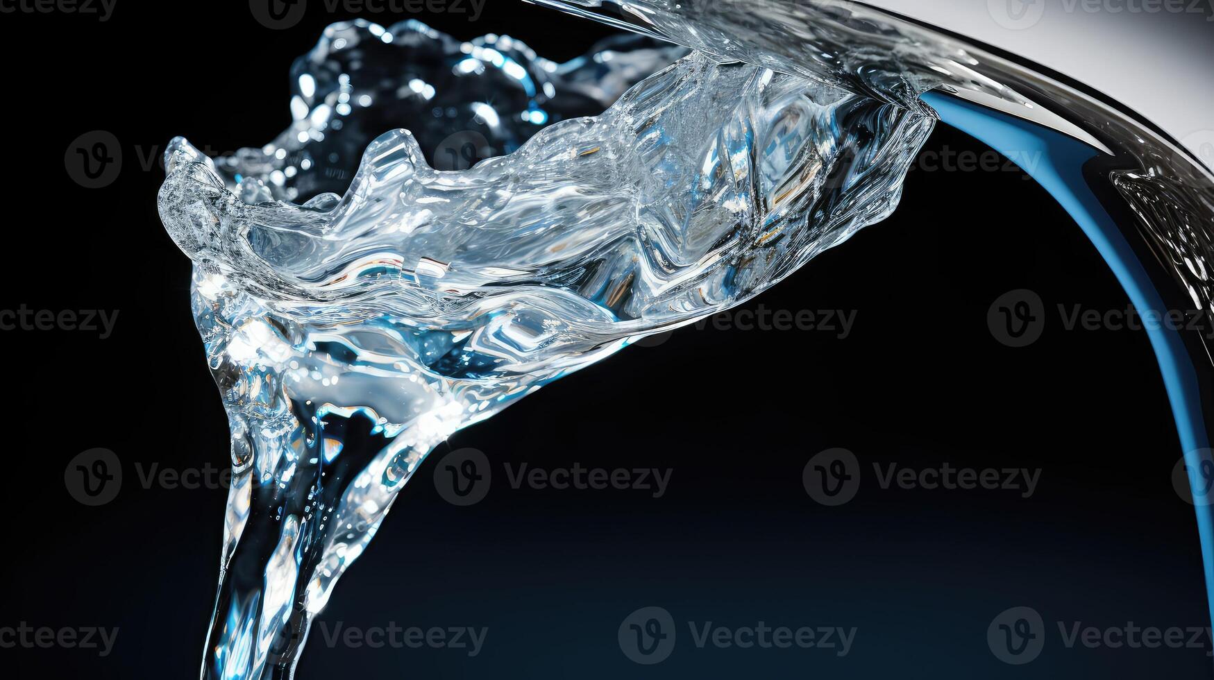glistening water pouring tap photo