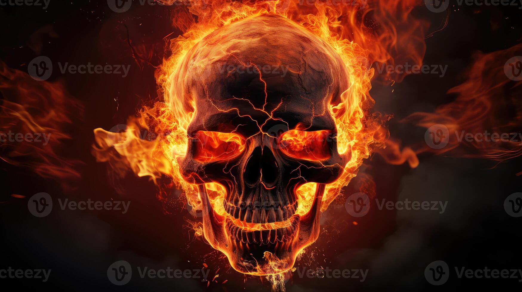 flames skull on fire photo