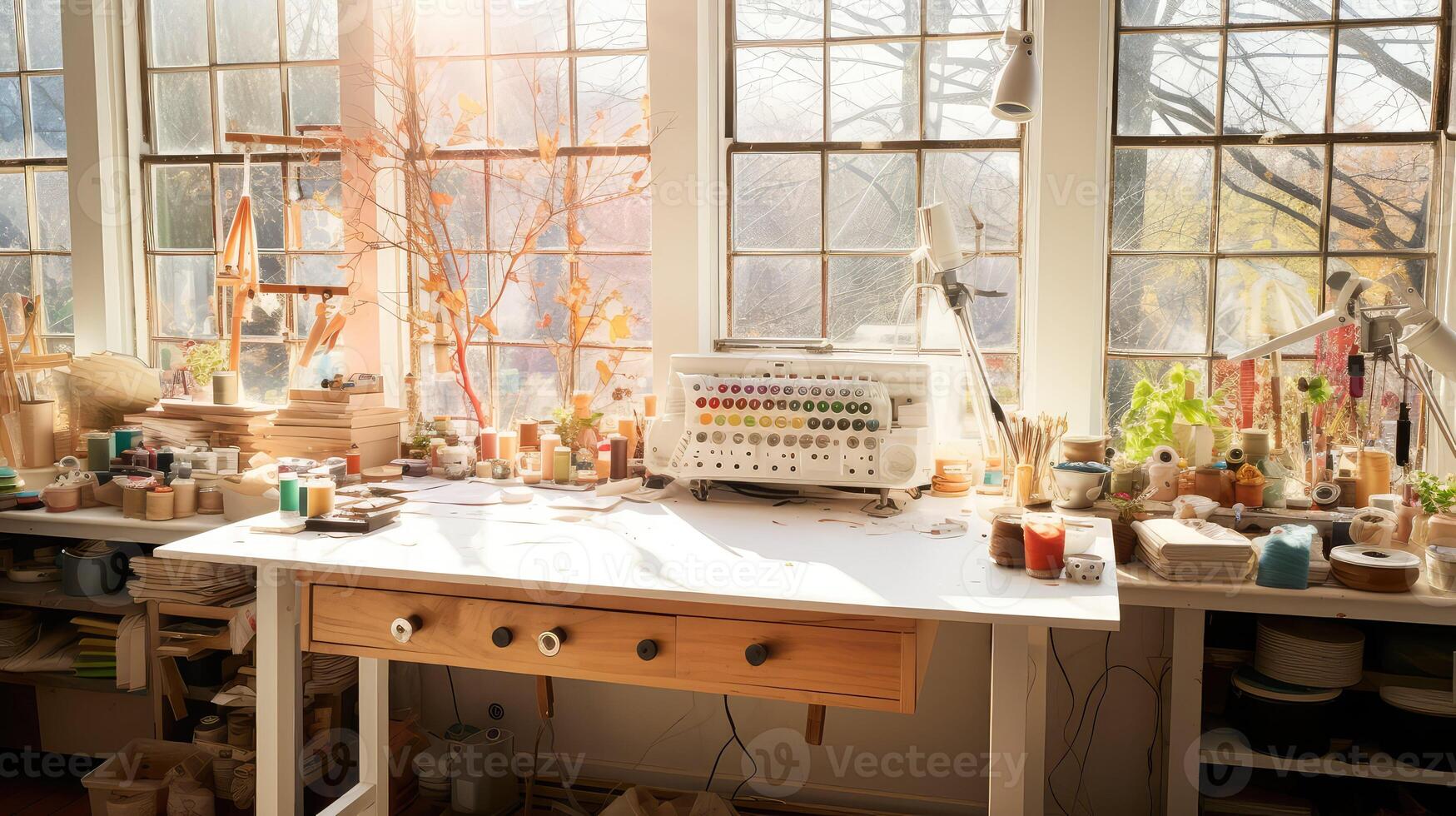 organized sewing table photo