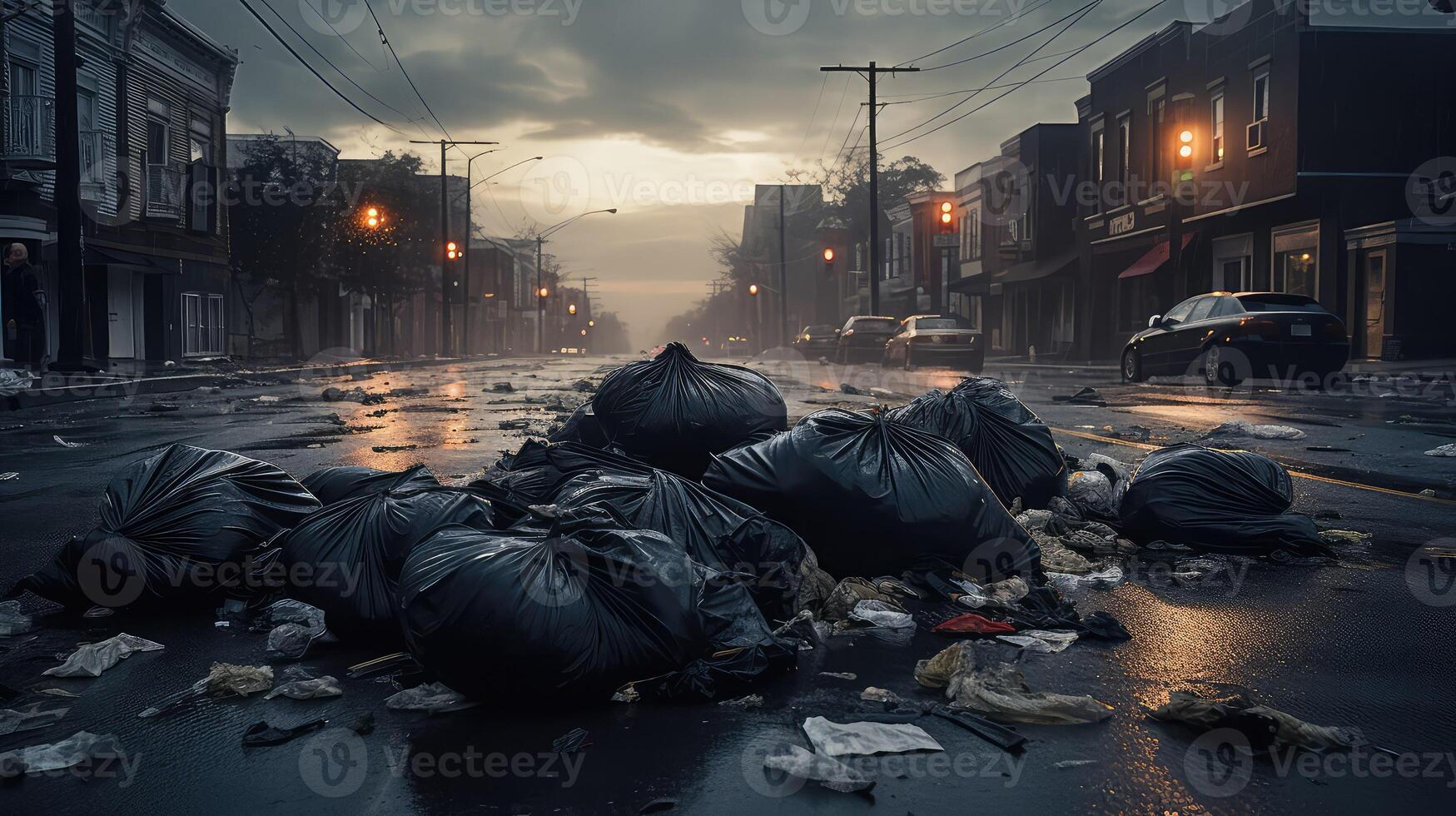 waste black plastic trash bag photo