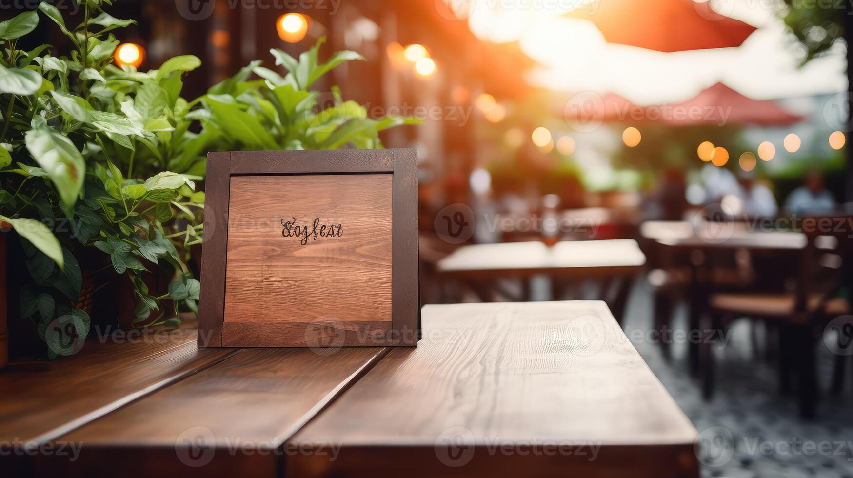 cafe wooden sign mockup photo