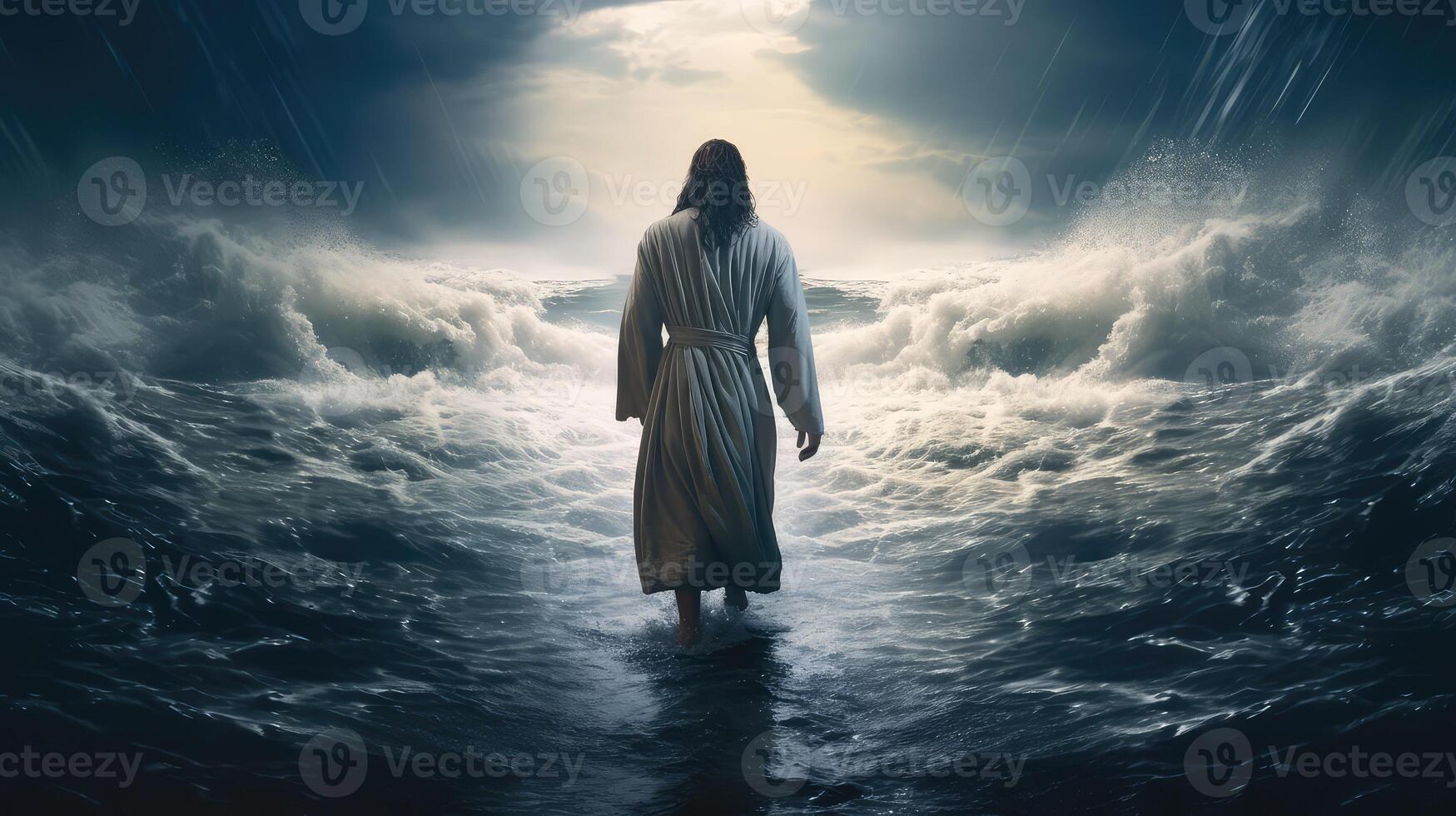 sea jesus walks water photo