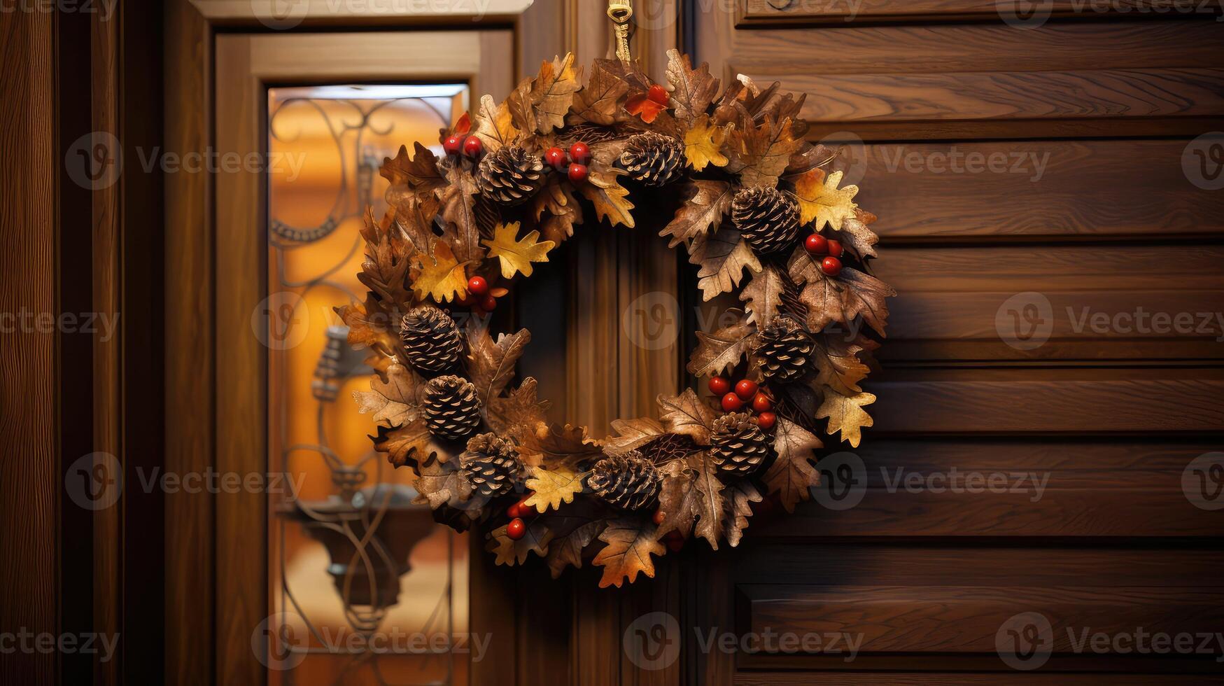 autumnal oak leaf wreath photo