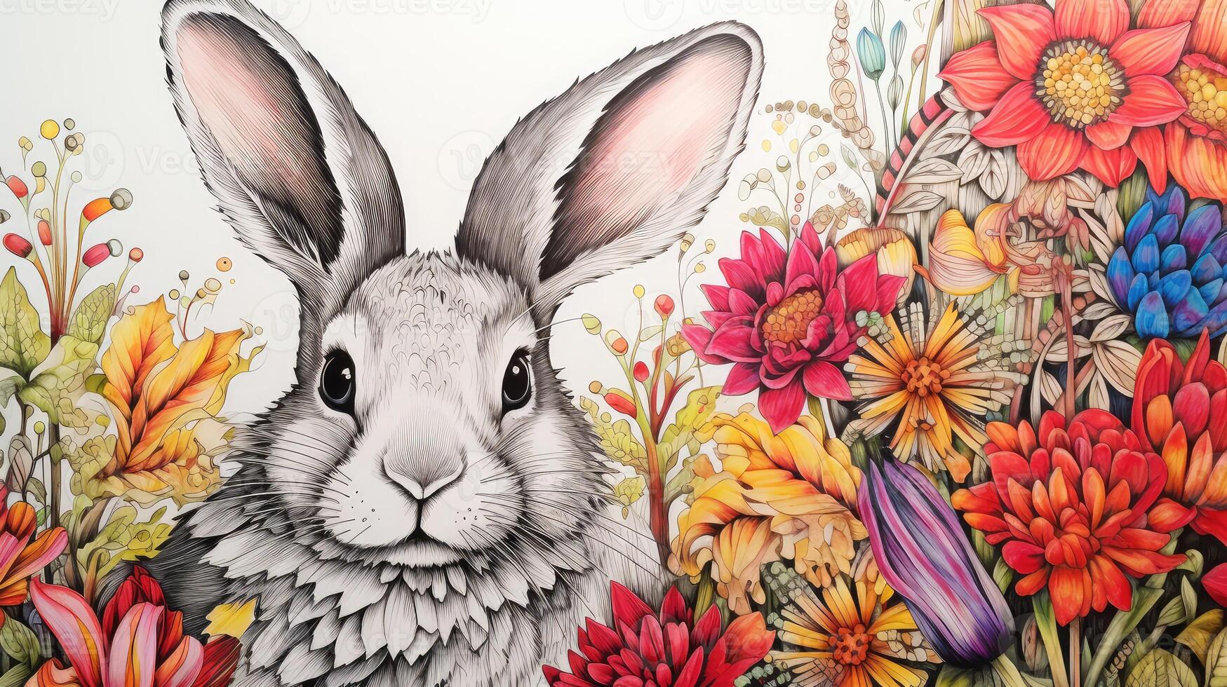 scene rabbit adult coloring book photo