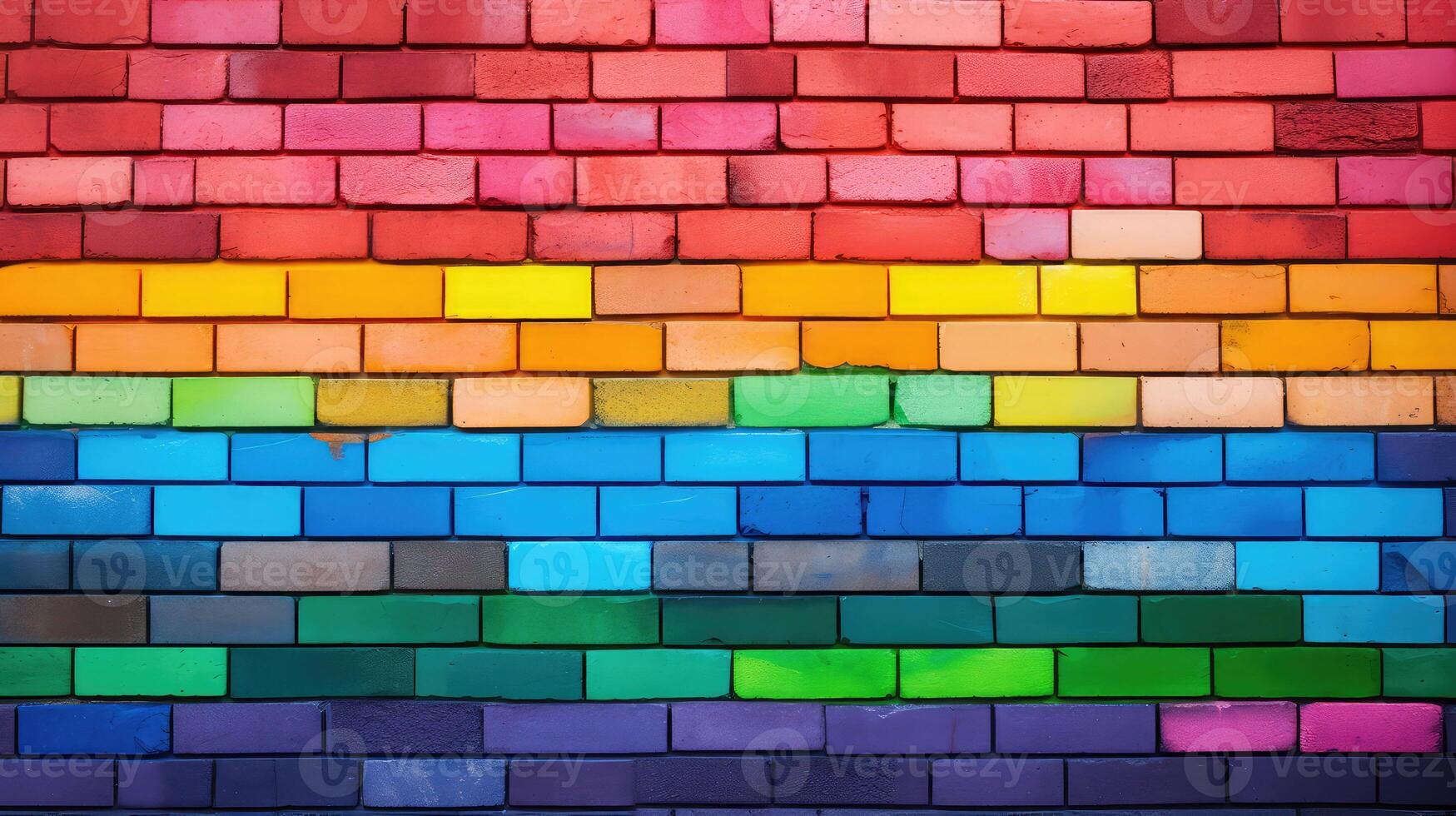 colorful rainbow brick wall photo