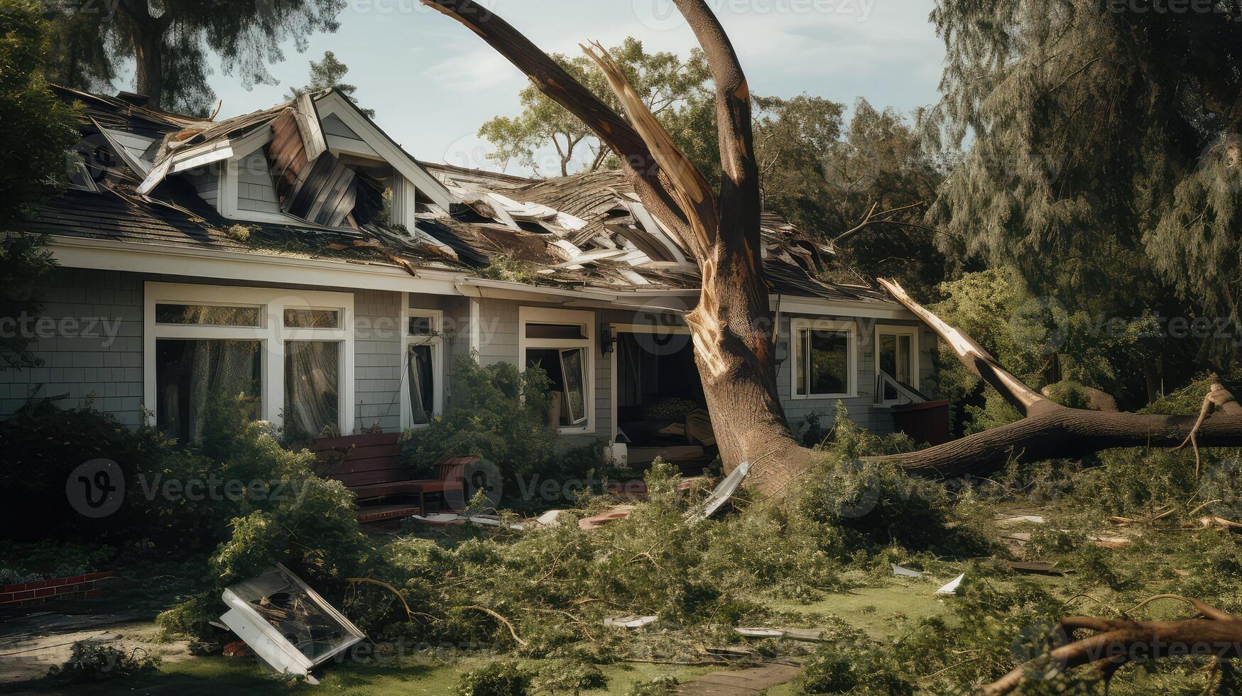branches tree fell on house photo