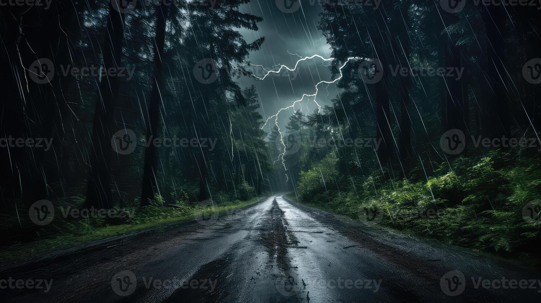 sky dark forest road photo