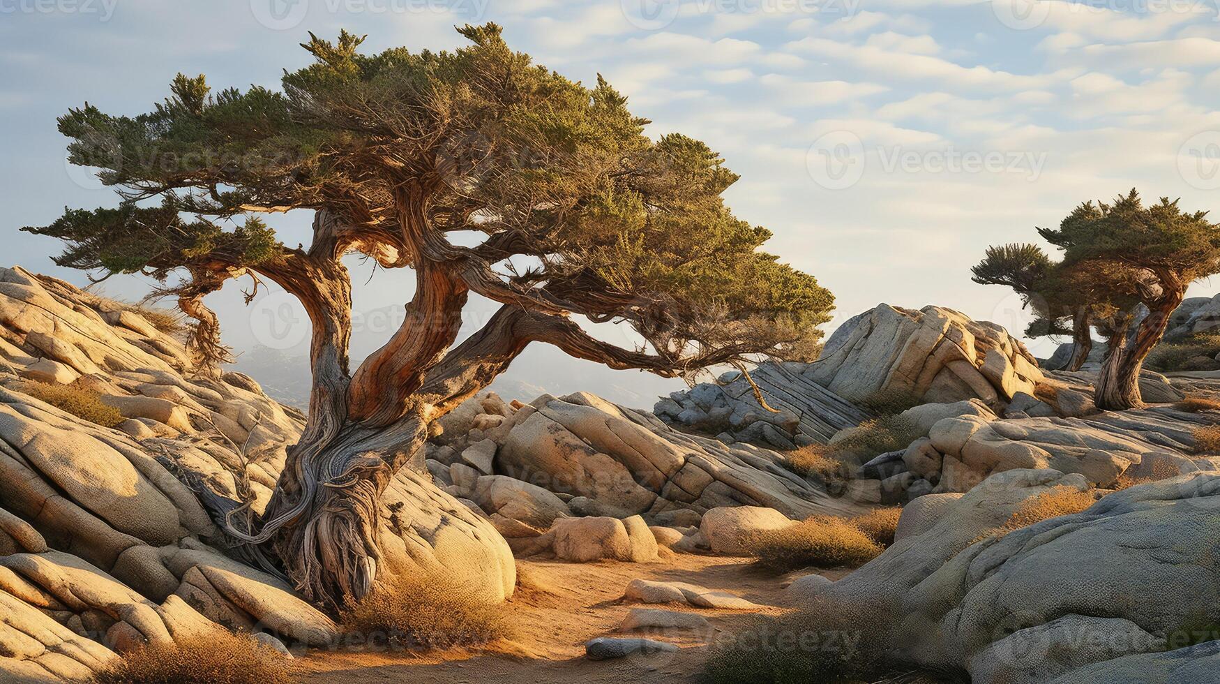 rocky juniper trees photo