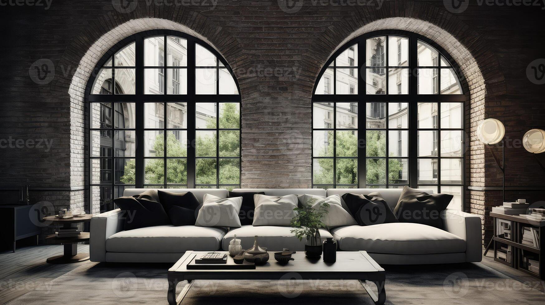 arched black brick wall photo