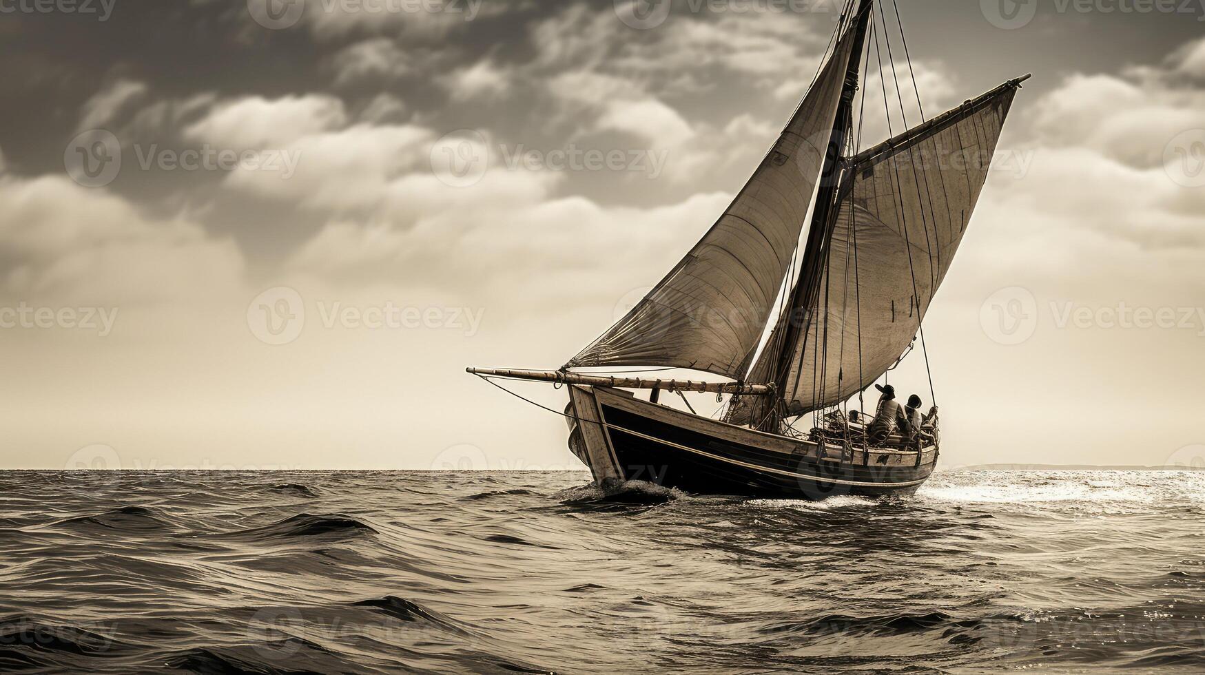 sailing old wooden boat photo